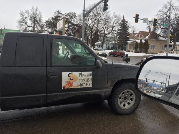 Clever way to advertise your snow plowing business