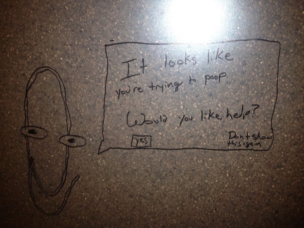 Clippy the Office Assistant was also available for help in public restroom stalls