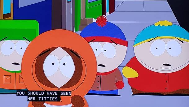 Closed captioning shows what Kenny is saying