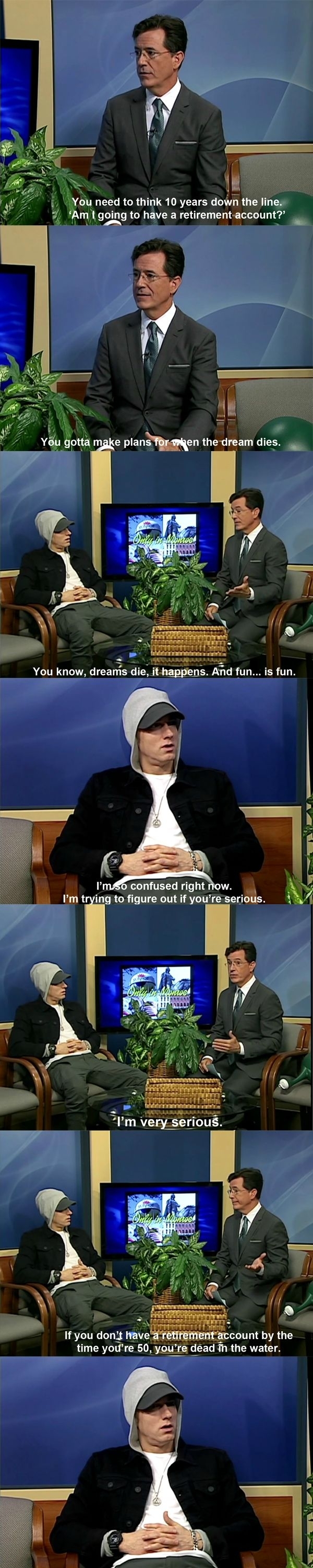 Colbert and Eminem in the same room  gold