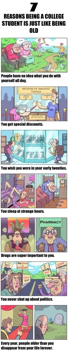 College life vs elderly life