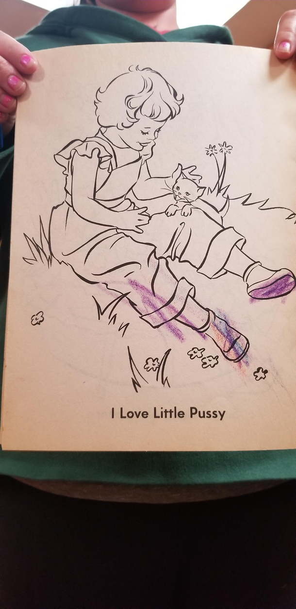 Coloring book  my  year old started coloring today Wife noticed the wording