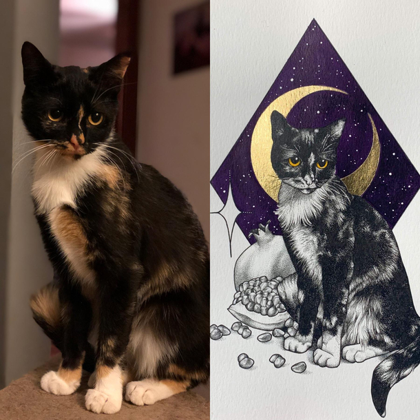 Commissioned piece of my sweet late Persephone The artist surpassed any and all expectations