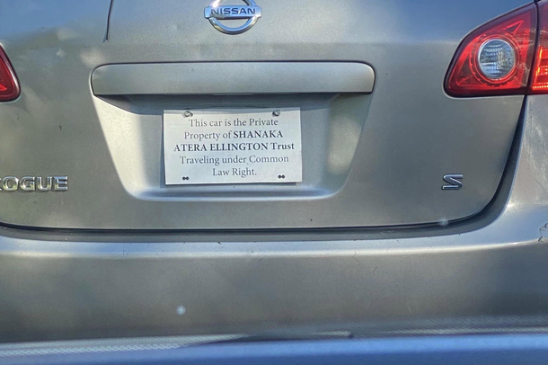 Common law says you getting pulled over and likely towed