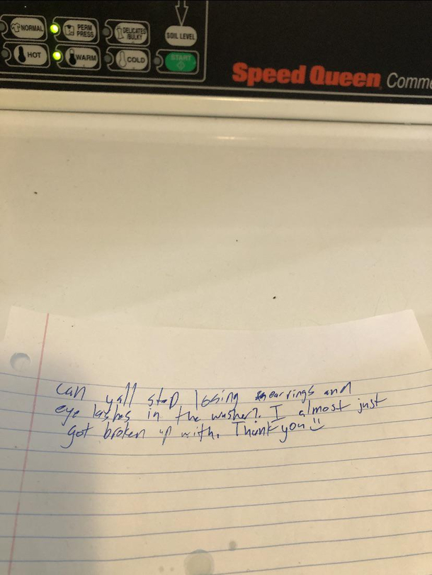 Community washers almost got someone broken up with