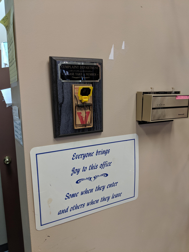 complaint department take a number