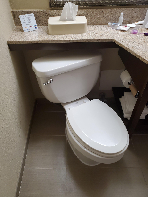 Congrats Comfort Inn on the stupidest toilet placement ever