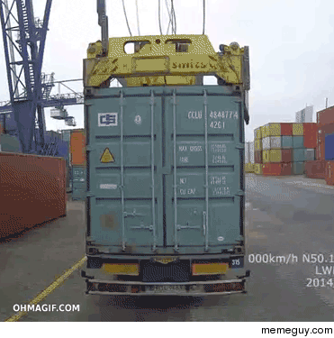 Container unloading gone wrong