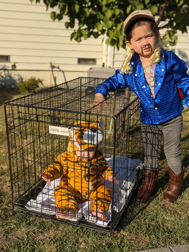 Convinced our yo daughter that dressing up as tiger king is cooler than being Elsa