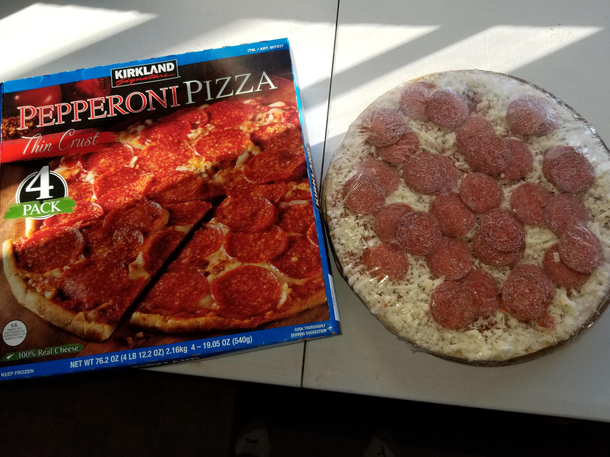 Costco Pizza- Before I opened it I thought Theres no way there is that many pepperonis