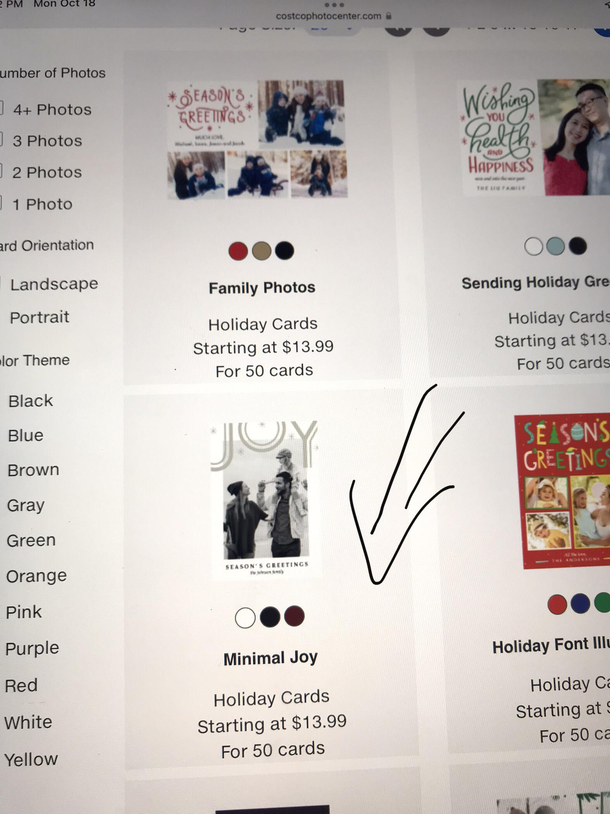 Costco Xmas cards - holiday cheer in moderation