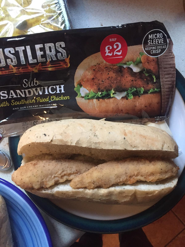 Couple of soggy nuggets in a bun