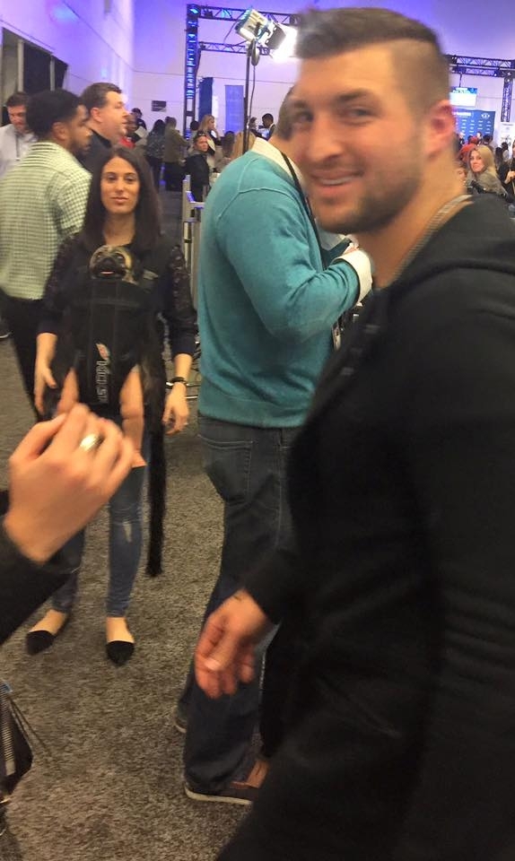 Creepy Dog Baby outshines Tebow at Super Bowl radio row