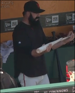 Crush puny bat with manly face beard