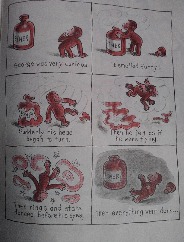 Curious George gets high in a childrens book