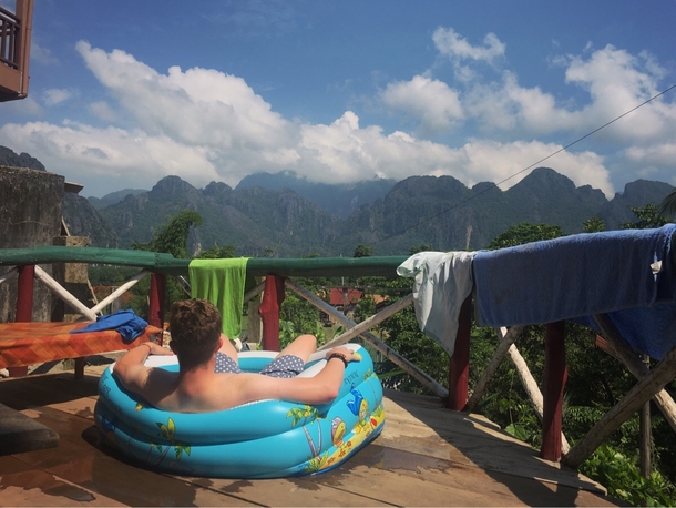 Currently in Vang Vieng Laos The hostel advertised a pool and a view