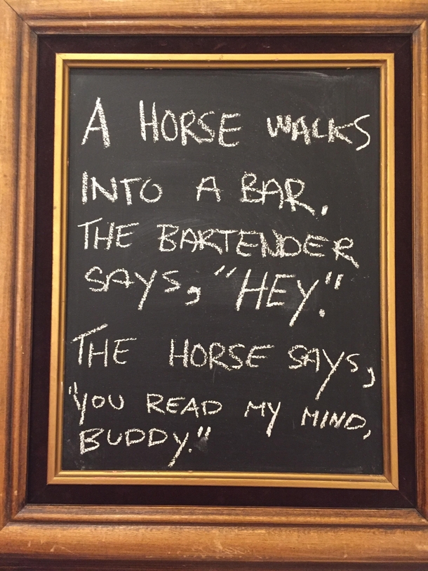 Dad joke as found in a bar