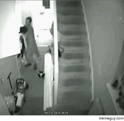 Dad saves his son from hitting the ground hard
