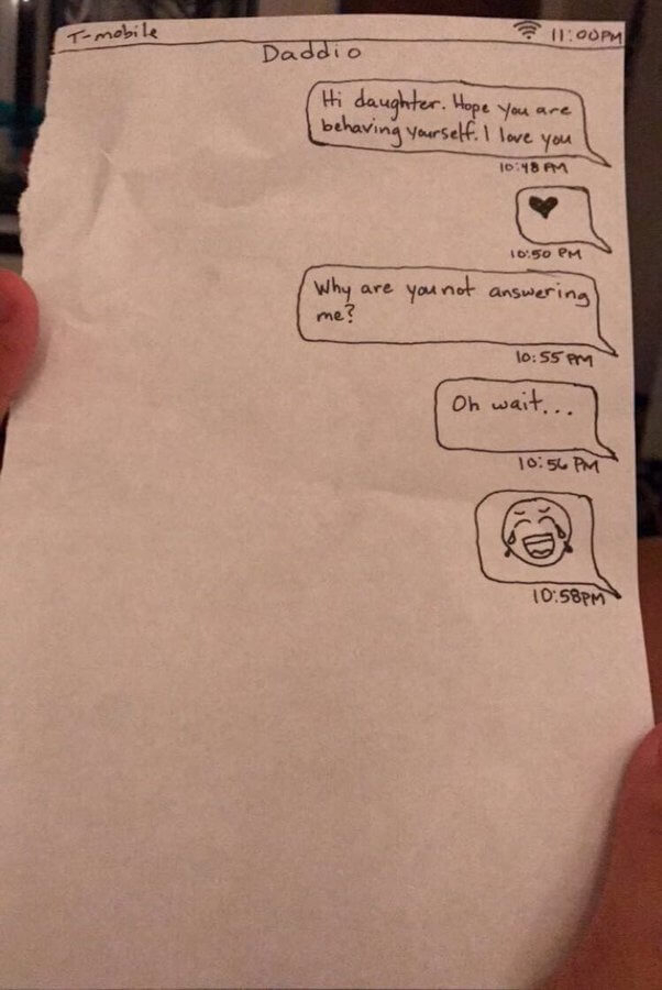 Dad took her phone and then slid this paper under her door
