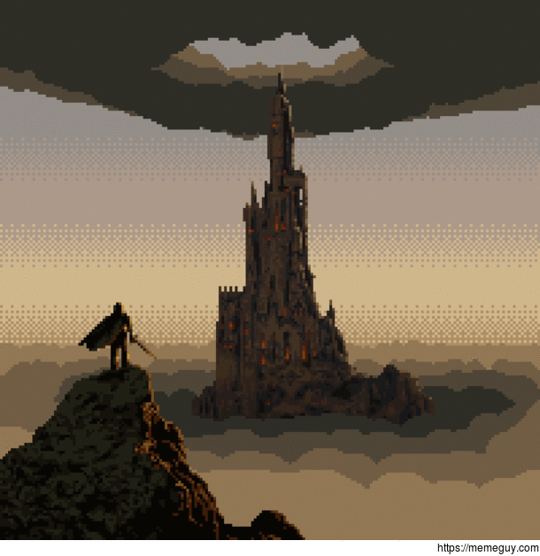 Dark tower in the sky