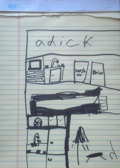 Daughter making plans for a new dollhouse Im a little concerned about whats happening in the attic