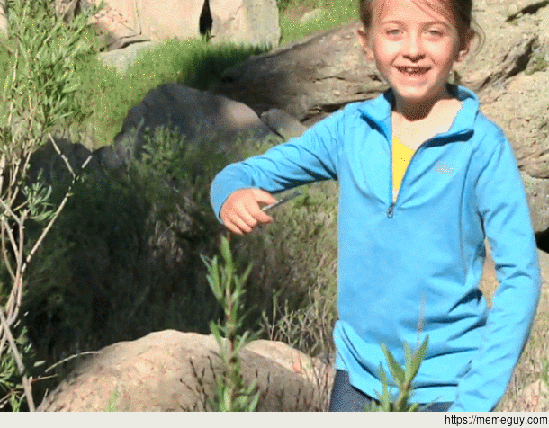 Daughter very pleased on hike this morning