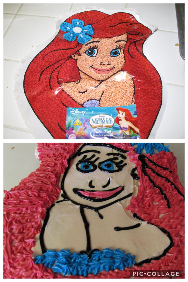 Daughter wanted a homemade Little Mermaid cake I tried really hard