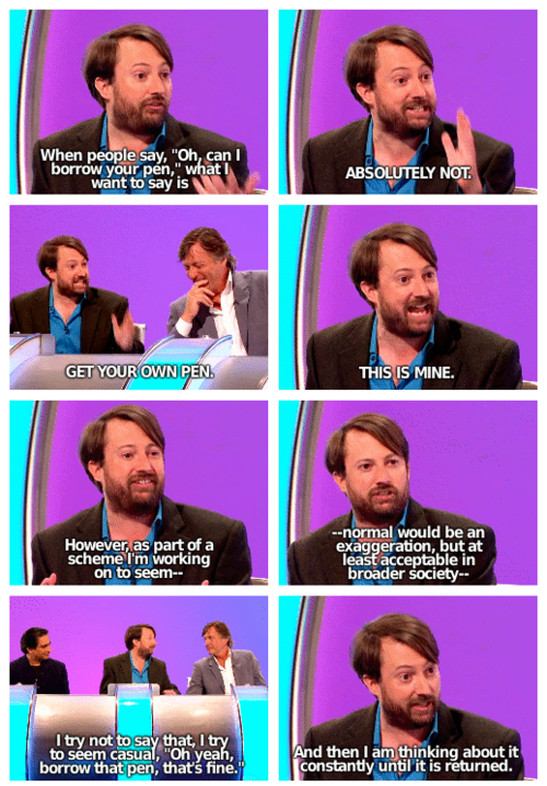 Can i borrow pen. David Mitchell meme. Dave (people are Crazy).