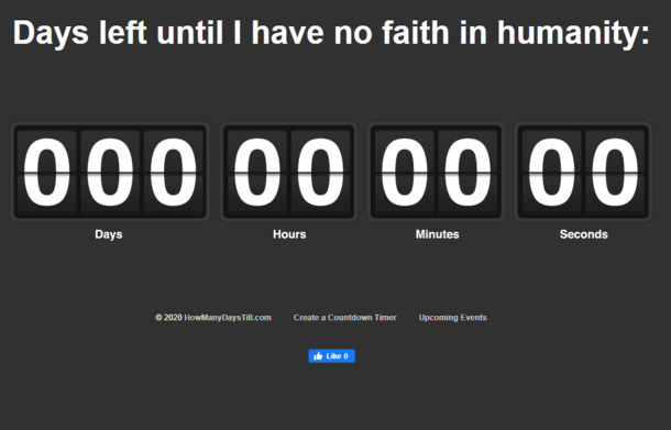 Days until I have no faith in humanity