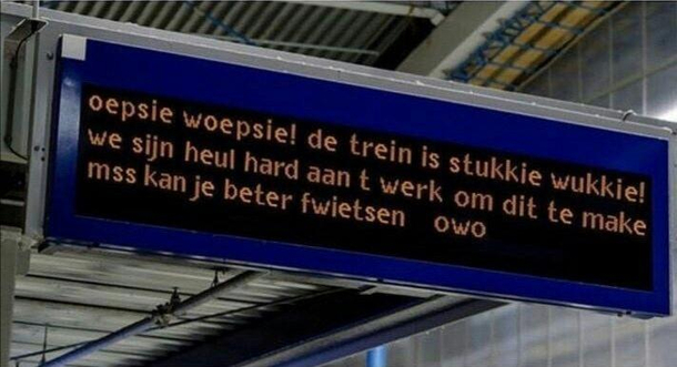 De trein is stukkie wukkie