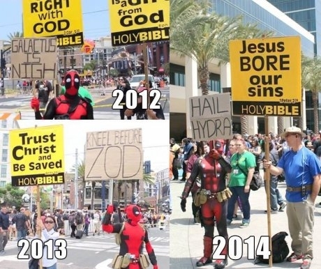 Deadpool trolling some Jesus freaks