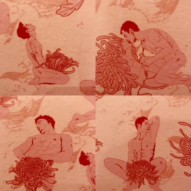 Decided to look closer at the wallpaper in the restaurant bathroom I was in