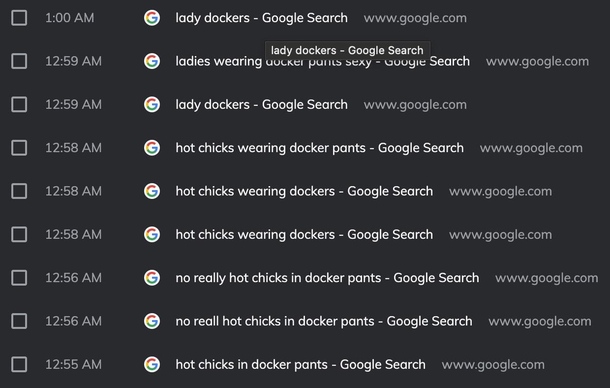 Decided to look on the family computers search history