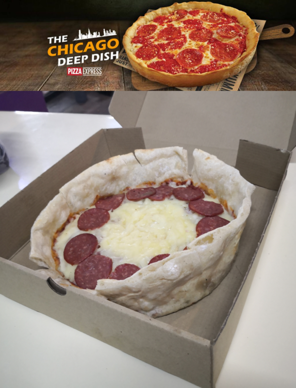 Deep Dish Pizza Above is the stores own advertisement It wasnt cheap