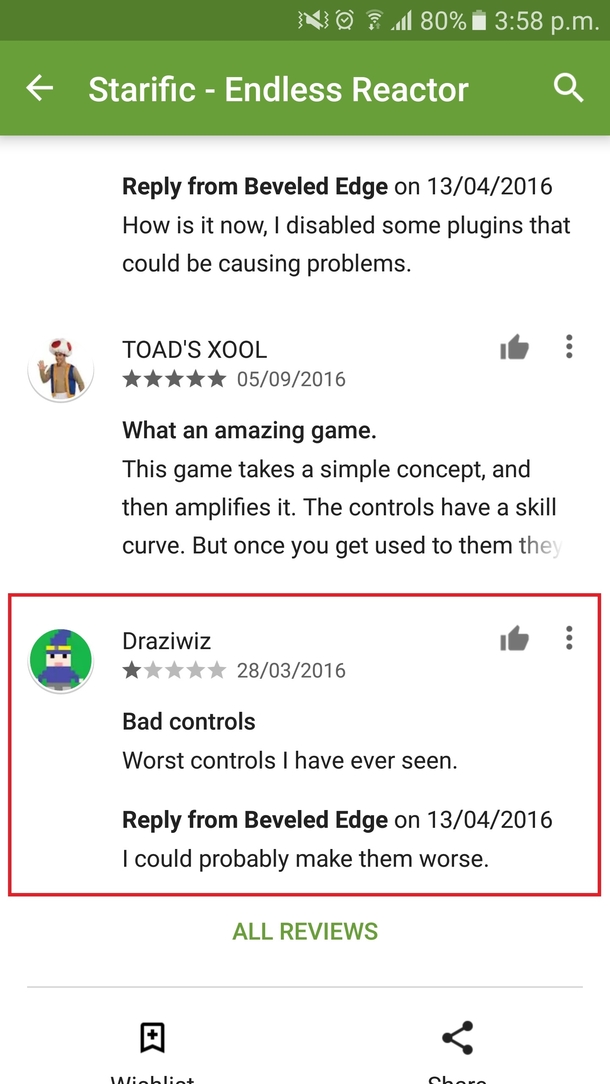 Dev dealing with haters on appstore