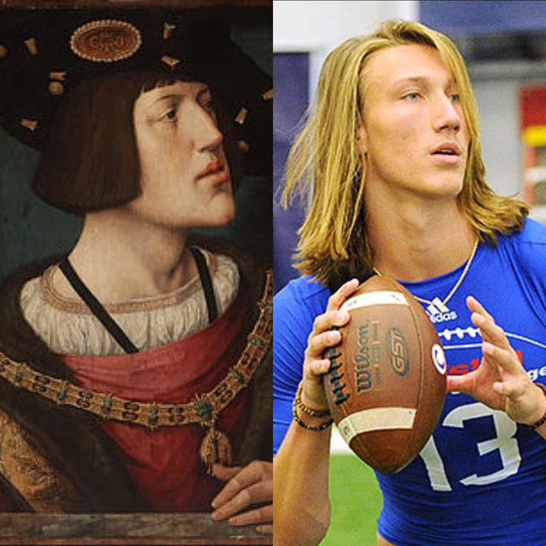 Did a double take watching the championship yesterday Trevor Lawrence bears an uncanny resemblance o Holy Roman Emperor Charles V
