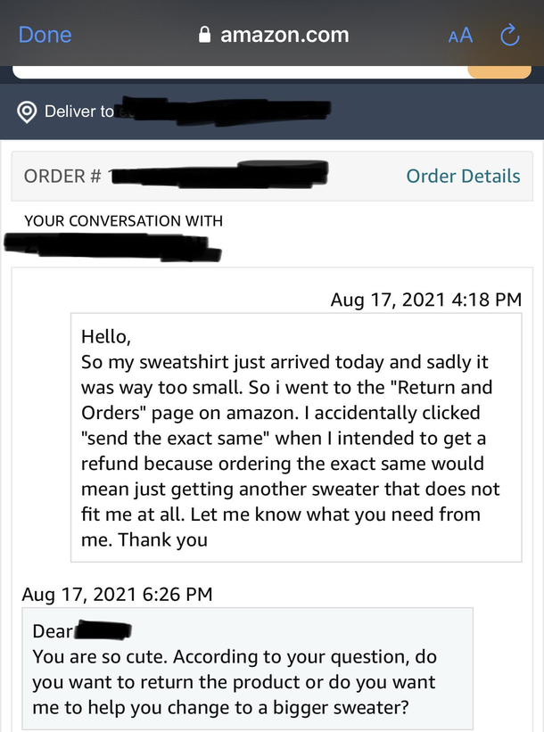 Did not expect to be flirted with by an Amazon Seller