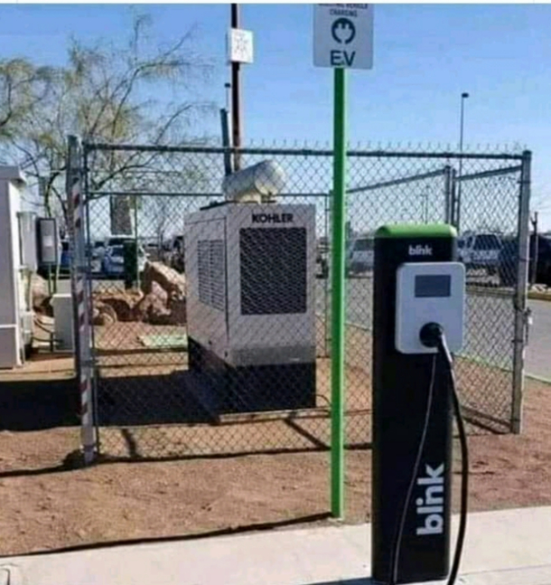 Diesel generator powering battery charger