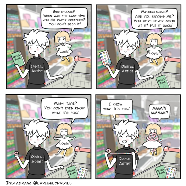 Digital Artist in Art Shop