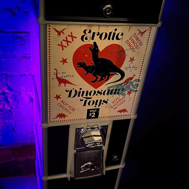 Dinosaur Porn Vending Machine in Toronto Bar