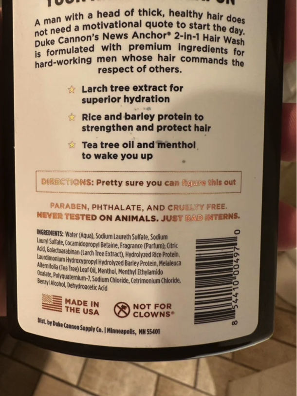 Directions on a shampoo 