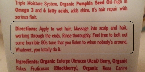 Directions on my new shampoo bottle