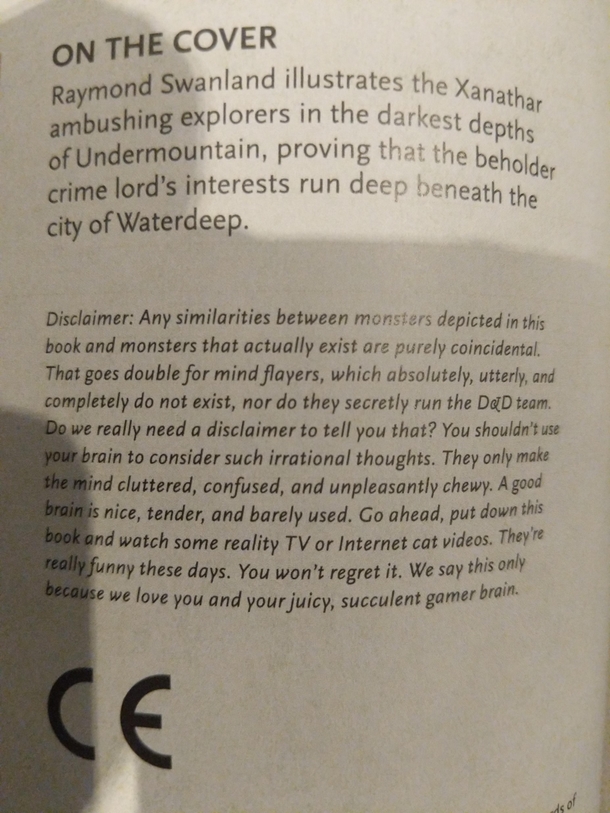 Disclaimer in the monster Manual