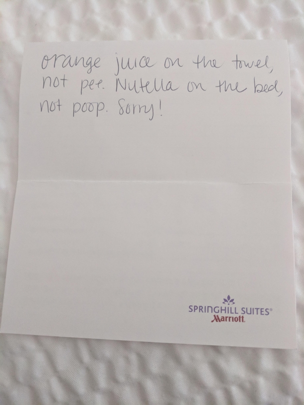 Disclaimers when you have children in a hotel