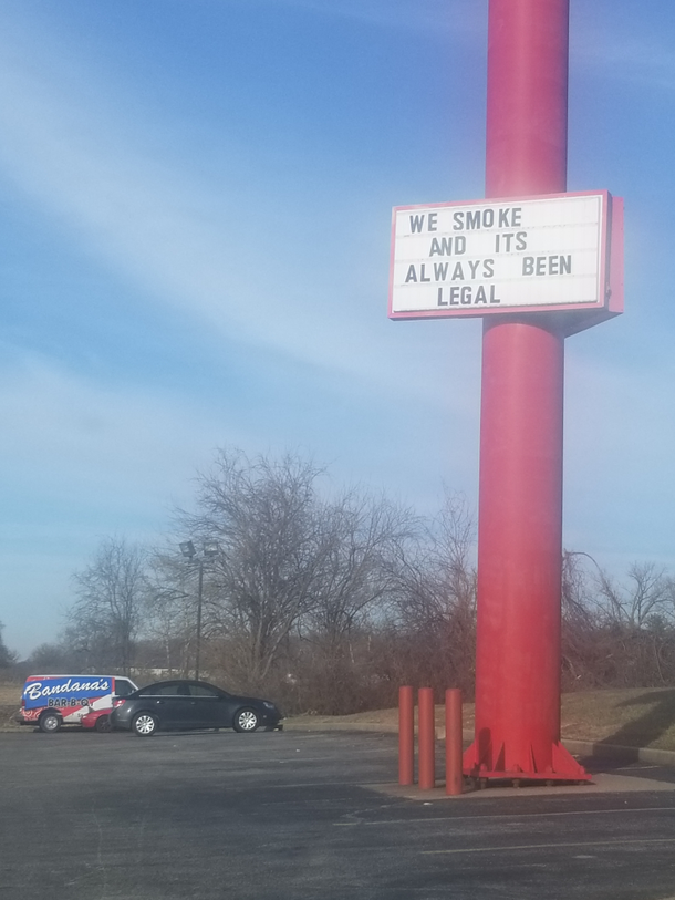 Dispensary just opened up a few doors down from this BBQ joint in a newly legal state
