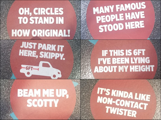 Distance stickers at a Tire Discounters