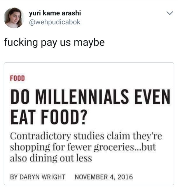 Do millennials even eat food