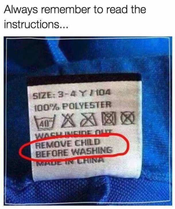 Do not wash your child