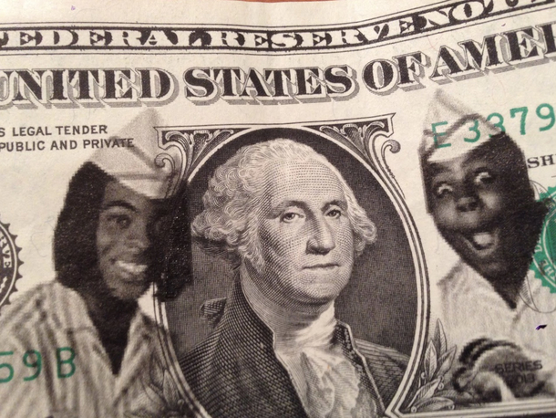 Dollar bill I received has Kenan and Kel on it