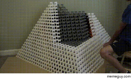 Domino tower falling 